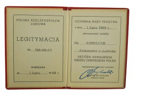 Legitimation Knight's Cross of the Order of Polonia Restituta , dated July 1, 1969,