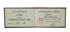 Legitimation Badge for Exemplary Work in Health Care [for a woman], dated 7.IV.1985.