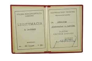 Legitimation Gold Cross of Merit , dated July 22, 1959.