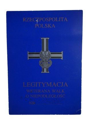 Legitimation Badge Veteran of the Struggle for Independence , dated 17.IX.1995.