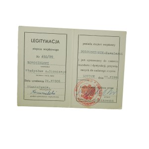 Legitymacja stopnia wojskowego [podpułkownik kawalerii] , datowana Londyn 11.X.1989r. podpis gen. J.A.Łokcikowski