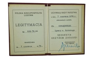 Legitimation Silver Cross of Merit , dated June 7, 1978.