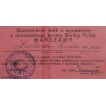 Uczestnikowi walk o wyzwolenie z niemieckiego jarzma Stolicy Polski Warszawy PODZIĘKOWANIA Marszałka Stalina, 18 stycznia 1945r.