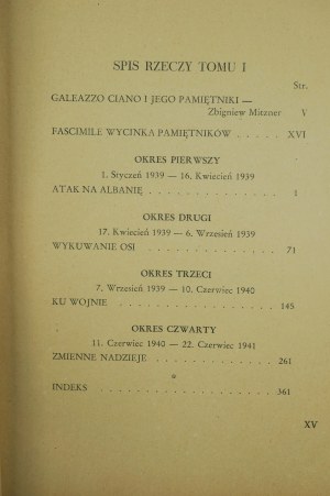 CIANO Galeazzo - Memoirs 1939-1943, volumes I - II , Łódź 1949