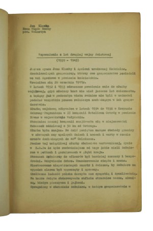 KLECHA Jan - Memoirs of World War II 1939-1945, typescript
