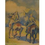 1 Pułk Ułanów Jazłowieckich na patrolu - Zdzisław Ruszkowski [1907-1991], akwarela