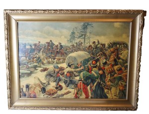 Retreat of Napoleon's Grand Army from Russia in 1812. - oleprint on panel, 20th c.