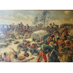 Odwrót wojsk Wielkiej Armii Napoleona z Rosji w 1812r. - oleodruk na płycie, XXw.