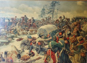 Retreat of Napoleon's Grand Army from Russia in 1812. - oleprint on panel, 20th c.