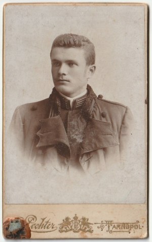 TARNOPOL - photo by P. Pechter. Portrait of a young man in the uniform of a junior high school student
