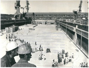 GDYNIA. Laying the keel for a modern gas-carrying ship, 1976.