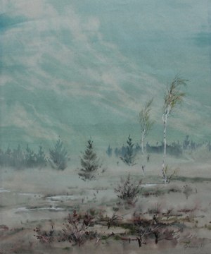 George René Groszang, Landscape with Birches, 1982
