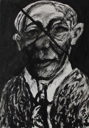 Władysław Rząb, Horse-drawn carriage (Self-portrait crossed out on the reverse)