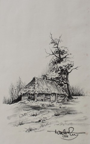 Victor Zin, Cottage under a Tree, 1992