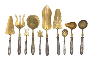 Neoclassical table centerpiece: dessert and appetizer cutlery-10 pieces(Paris, 19th/20th century).
