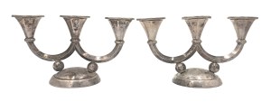 Art déco three-flame candlesticks-pair(Poland-Krakow, l.30s.XX century).