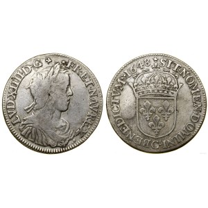 Francja, 1/2 ecu a la mèche longue, 1648 C, Saint-Lô