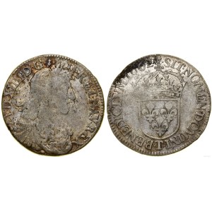 Francja, 1/2 écu au buste juvénile, 1662 T, Nantes