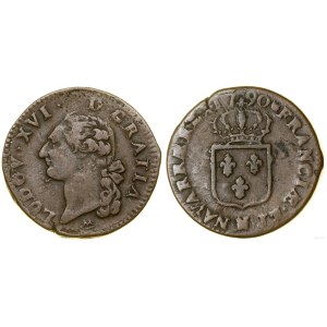 Francja, 1 sol, 1790 N, Montpellier