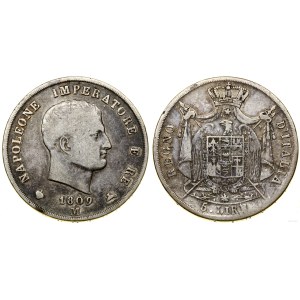 Włochy, 5 lirów, 1809 M, Mediolan