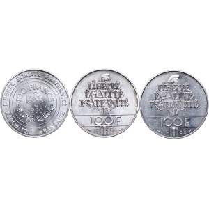France, 100 francs 1986, 1986, 1990 (3pc).