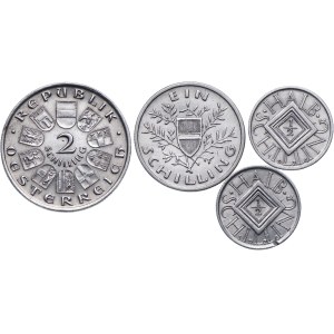 Austria, set of 1/2 shilling 1926, 1 shilling 1926, 2 shillings 1928 (4pcs).