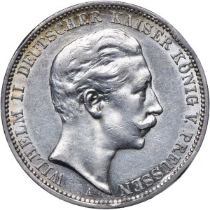 Německo, Prusko, Wilhelm II, 3 marky 1912 A, Berlín