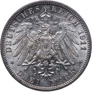 Germany, Prussia, Wilhelm II, 3 marks 1911 A, Berlin