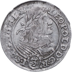 Schlesien, Leopold 3 krajcary 1660 GH, Wrocław