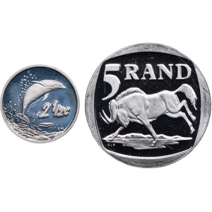 South Africa, 5 rand 2000, 2 1/2 cent 2001 coin set (2pcs.)