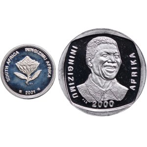 South Africa, 5 rand 2000, 2 1/2 cent 2001 coin set (2pcs.)