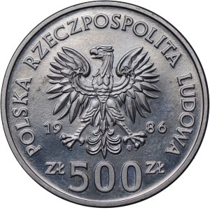 Polská lidová republika, 500 zlotých 1986 Vladislav I. Loketský, SAMPLE nickel