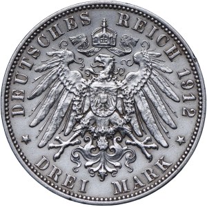 Niemcy, Saksonia, Fryderyk August III, 3 marki 1912 E, Muldenhütten
