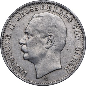 Niemcy, Badenia, Fryderyk II, 3 marki 1910 G, Karlsruhe