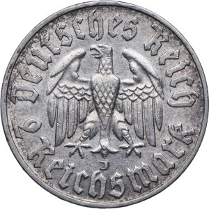 Germany, Weimar Republic, 2 Marks 1933 J, Hamburg, Martin Luther