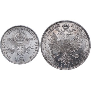Austria, Franz Joseph, set of 1 crown 1903, 1 florin 1861 A, Vienna (2pcs).