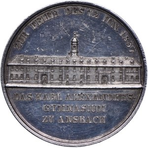 Niemcy, medal na 100-lecie Gimnazjum w Ansbach, srebro