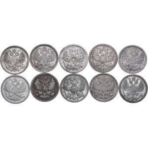 Russia, USSR, set of 20 kopecks 1864-1879 (10pcs).