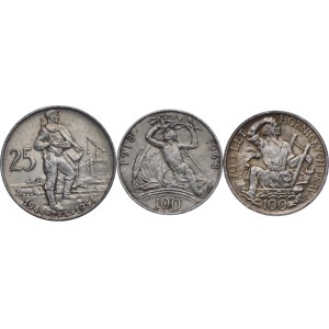 Czechoslovakia, set of 25, 100 crowns 1948-1954 (3pcs.)