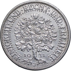 Niemcy, Republika Weimarska, 5 marek 1931 J, Hamburg