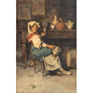 Antonio Piccinni (1846 Trani - 1920 Rzym), Dziewczyna pijąca wino, 1890