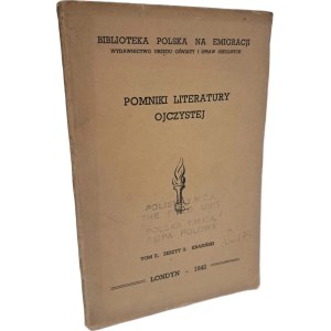 POMNIKI literatury ojczystej tom II zeszyt 3 Krasiński Biblioteka Polska na Emigracji 1942