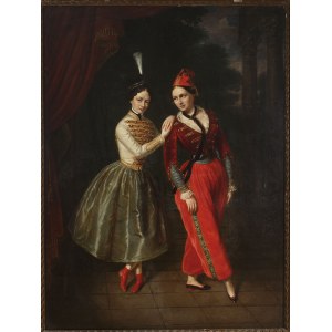 Jan Ksawery Kaniewski (1805 - 1867), Adopcja obrazu Portret sióstr Karoliny i Anny Strauss, tancerek baletu Teatru Wielkiego, 1853