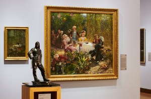 Unknown, Patronage on the wall with paintings by Alexander Gierymski