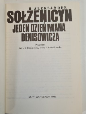 SOŁŻENICYN Alexander - ONE DAY OF IVAN DENISOVICH, ed.1996