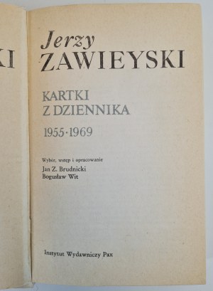 ZAWIEYSKI Jerzy - KARTKI Z DZIENNIKA 1955-1969, wyd.1983 [photographs].