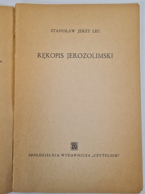 LEC Jerzy Stanislaw - RĘKOPIS JEROZOLIMSKI, ed.1956