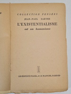 SARTRE Jean- Paul - L'EXISTENTIALISME EST UN HUMANISME in French, ed.1946