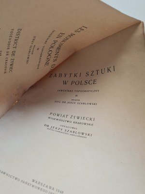 ed. SZABLOWSKI - ZABYTKI SZTUKI W POLSCE Powiat Żywiecki, wyd.1948 [illustrations] No binding