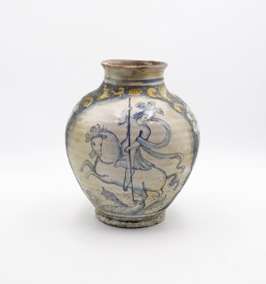 Wine jug with a depiction of St. George fighting a dragon in Renaissance style